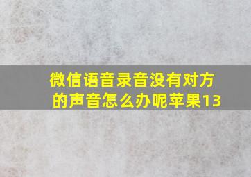 微信语音录音没有对方的声音怎么办呢苹果13