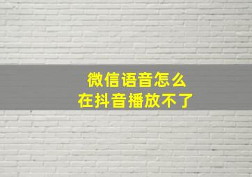 微信语音怎么在抖音播放不了