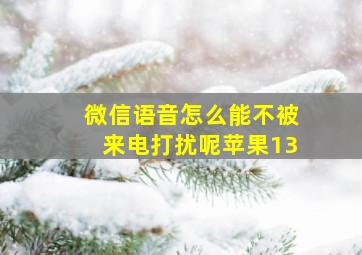 微信语音怎么能不被来电打扰呢苹果13