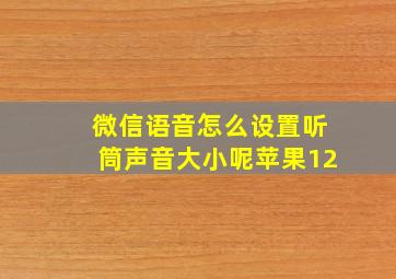 微信语音怎么设置听筒声音大小呢苹果12