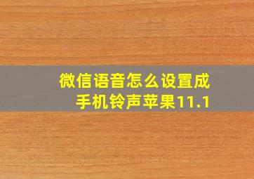 微信语音怎么设置成手机铃声苹果11.1