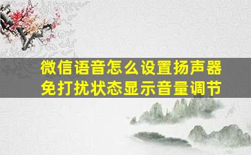 微信语音怎么设置扬声器免打扰状态显示音量调节