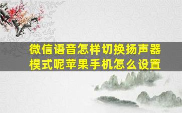 微信语音怎样切换扬声器模式呢苹果手机怎么设置