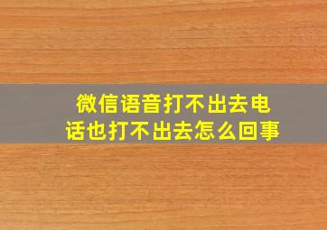 微信语音打不出去电话也打不出去怎么回事