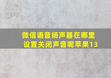 微信语音扬声器在哪里设置关闭声音呢苹果13