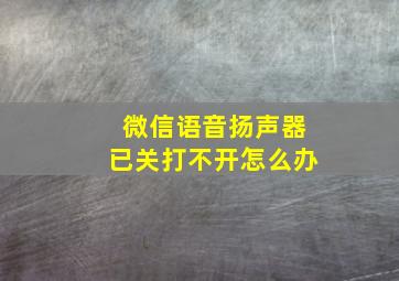 微信语音扬声器已关打不开怎么办