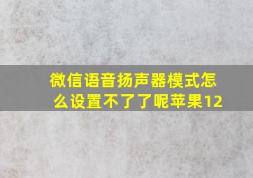 微信语音扬声器模式怎么设置不了了呢苹果12