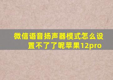 微信语音扬声器模式怎么设置不了了呢苹果12pro