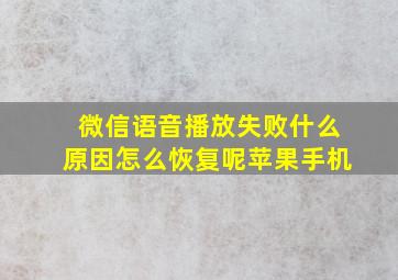 微信语音播放失败什么原因怎么恢复呢苹果手机