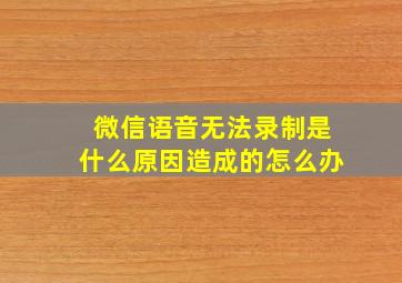 微信语音无法录制是什么原因造成的怎么办