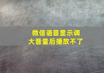 微信语音显示调大音量后播放不了