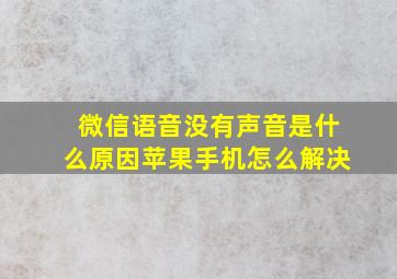 微信语音没有声音是什么原因苹果手机怎么解决