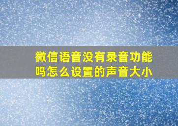 微信语音没有录音功能吗怎么设置的声音大小