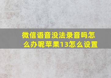 微信语音没法录音吗怎么办呢苹果13怎么设置