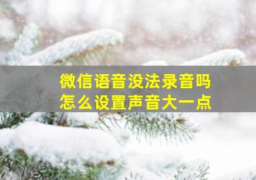 微信语音没法录音吗怎么设置声音大一点