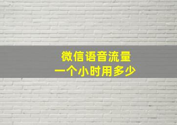 微信语音流量一个小时用多少