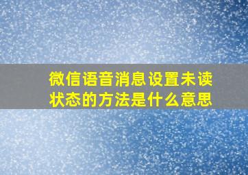 微信语音消息设置未读状态的方法是什么意思