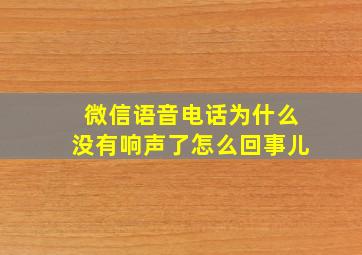 微信语音电话为什么没有响声了怎么回事儿