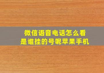 微信语音电话怎么看是谁挂的号呢苹果手机