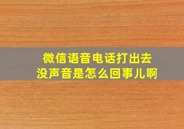 微信语音电话打出去没声音是怎么回事儿啊