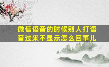 微信语音的时候别人打语音过来不显示怎么回事儿