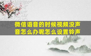 微信语音的时候视频没声音怎么办呢怎么设置铃声