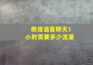 微信语音聊天1小时需要多少流量