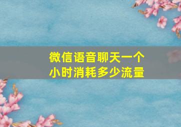 微信语音聊天一个小时消耗多少流量