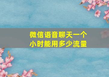 微信语音聊天一个小时能用多少流量