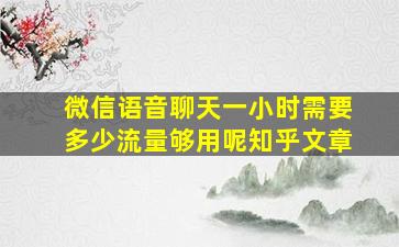 微信语音聊天一小时需要多少流量够用呢知乎文章