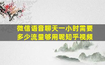 微信语音聊天一小时需要多少流量够用呢知乎视频