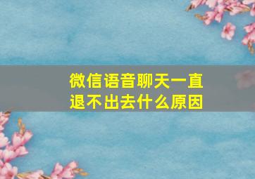 微信语音聊天一直退不出去什么原因