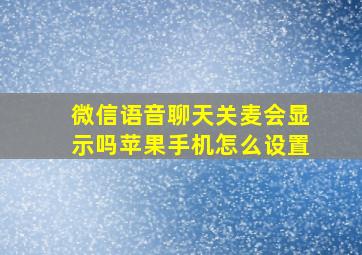 微信语音聊天关麦会显示吗苹果手机怎么设置