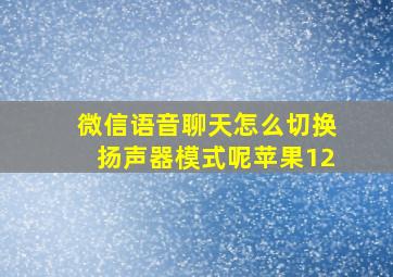 微信语音聊天怎么切换扬声器模式呢苹果12