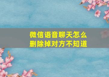 微信语音聊天怎么删除掉对方不知道