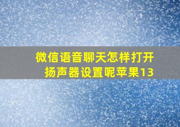 微信语音聊天怎样打开扬声器设置呢苹果13