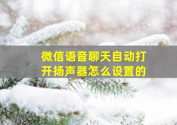 微信语音聊天自动打开扬声器怎么设置的