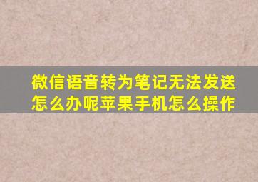 微信语音转为笔记无法发送怎么办呢苹果手机怎么操作