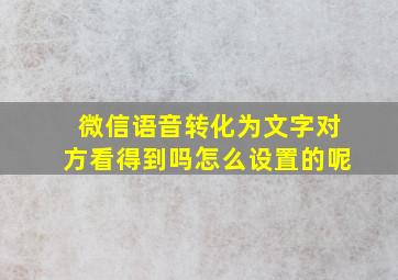 微信语音转化为文字对方看得到吗怎么设置的呢