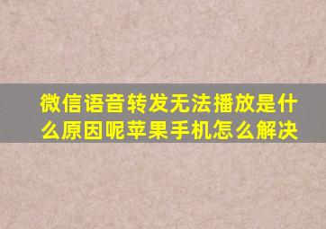 微信语音转发无法播放是什么原因呢苹果手机怎么解决