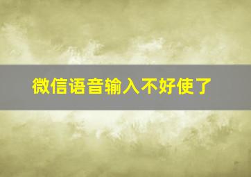 微信语音输入不好使了