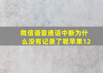 微信语音通话中断为什么没有记录了呢苹果12