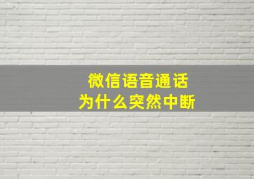 微信语音通话为什么突然中断