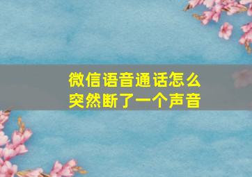 微信语音通话怎么突然断了一个声音