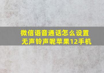 微信语音通话怎么设置无声铃声呢苹果12手机