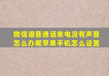 微信语音通话来电没有声音怎么办呢苹果手机怎么设置