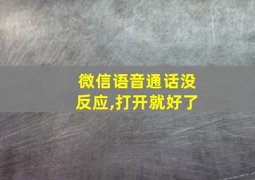 微信语音通话没反应,打开就好了