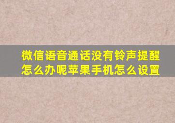 微信语音通话没有铃声提醒怎么办呢苹果手机怎么设置