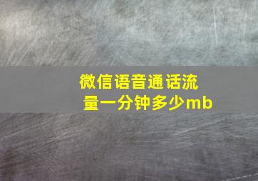 微信语音通话流量一分钟多少mb