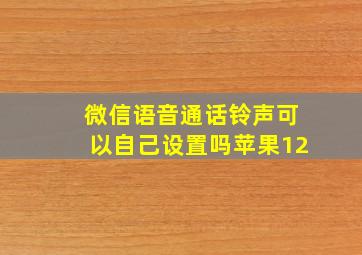 微信语音通话铃声可以自己设置吗苹果12